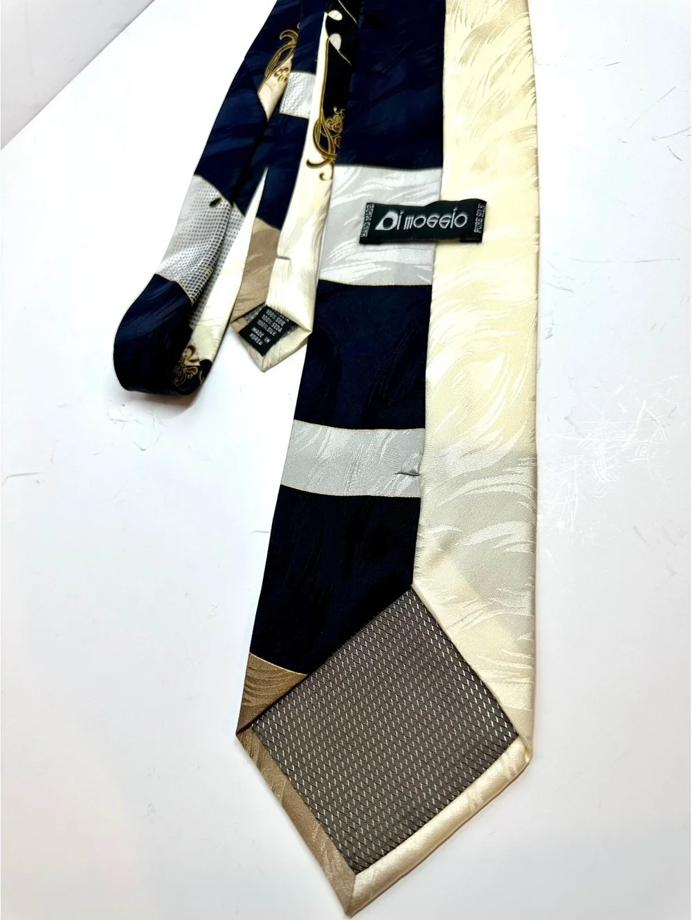 Vintage Handmade Pure Silk Art Deco -Inspired Abstract Pattern DiMaggio Necktie